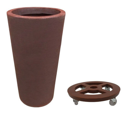 Kit Vaso Damasco Texturizado + Suporte com rodinhas