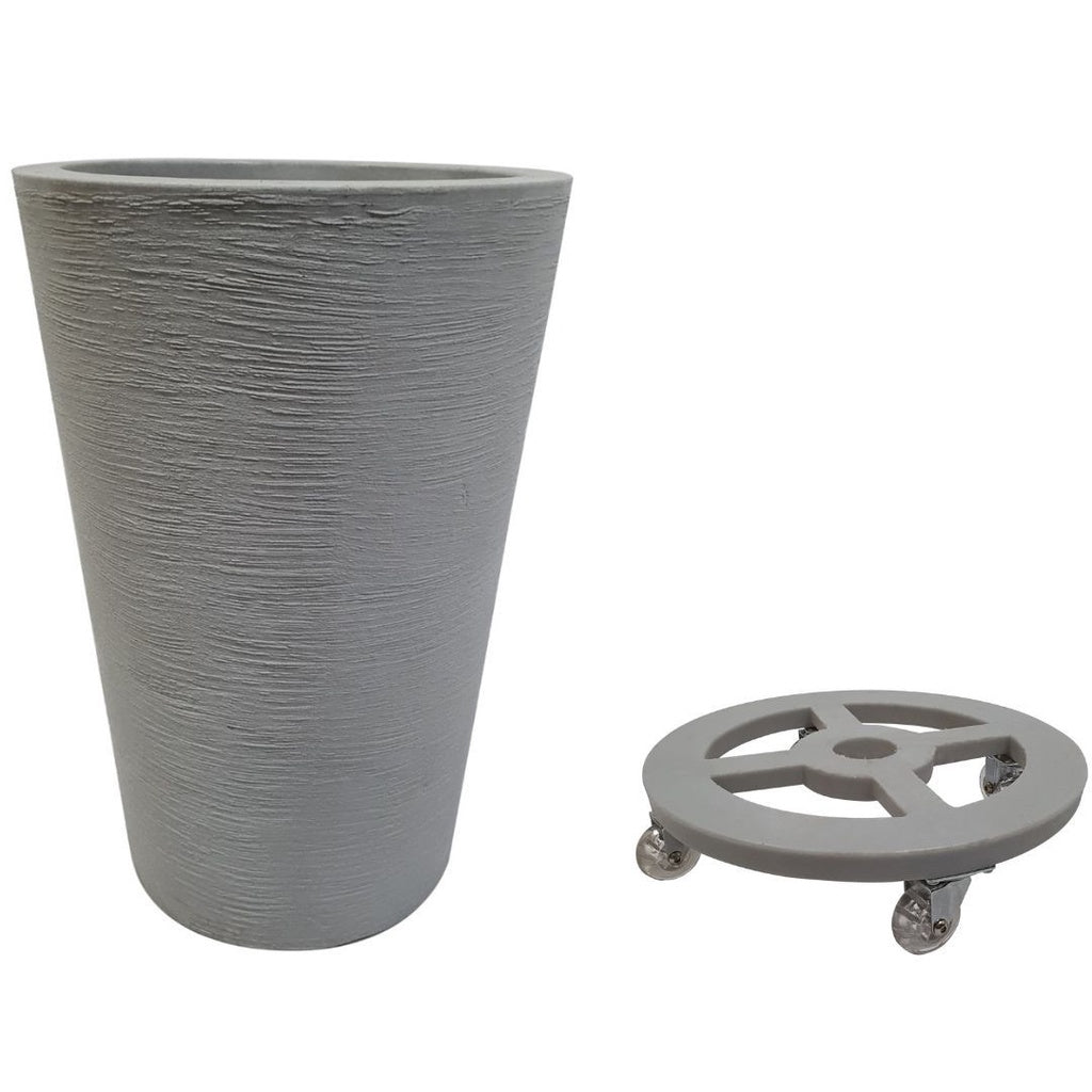 Kit Vaso em Polietileno 55x37cm + Suporte com Rodas