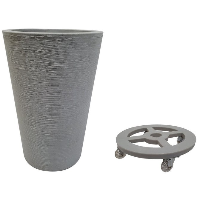 Kit Vaso em Polietileno 55x37cm + Suporte com Rodas