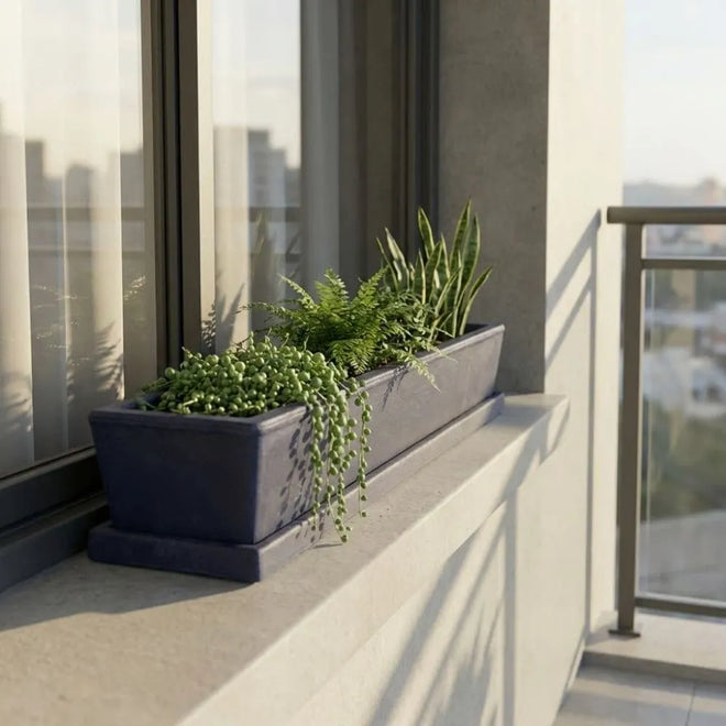 Jardineira com Prato Coletor 80x15cm em Polietileno