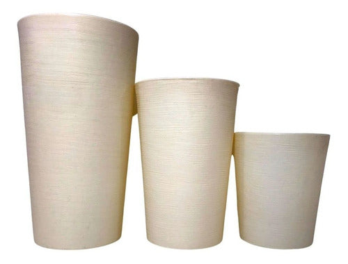 Kit 3 Vasos Linha Damasco Texturizado em Polietileno