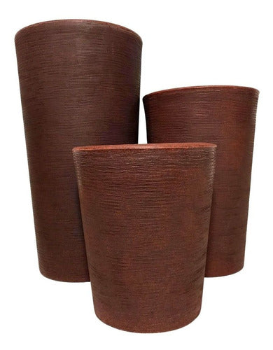 Kit 3 Vasos Linha Damasco Texturizado em Polietileno