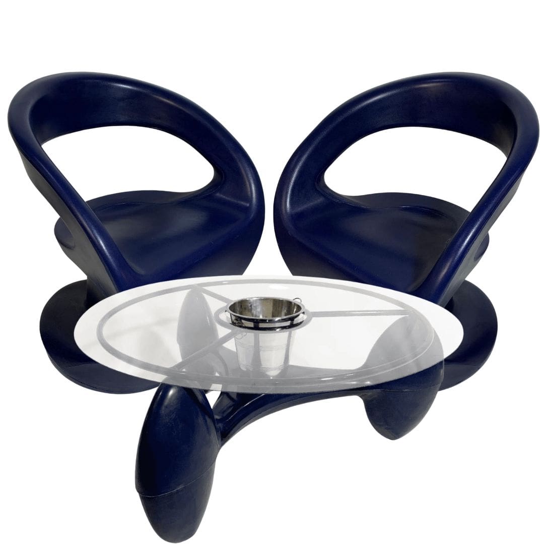 Conjunto Mesa de Centro com Champanheira + 2 Cadeiras Astúrias