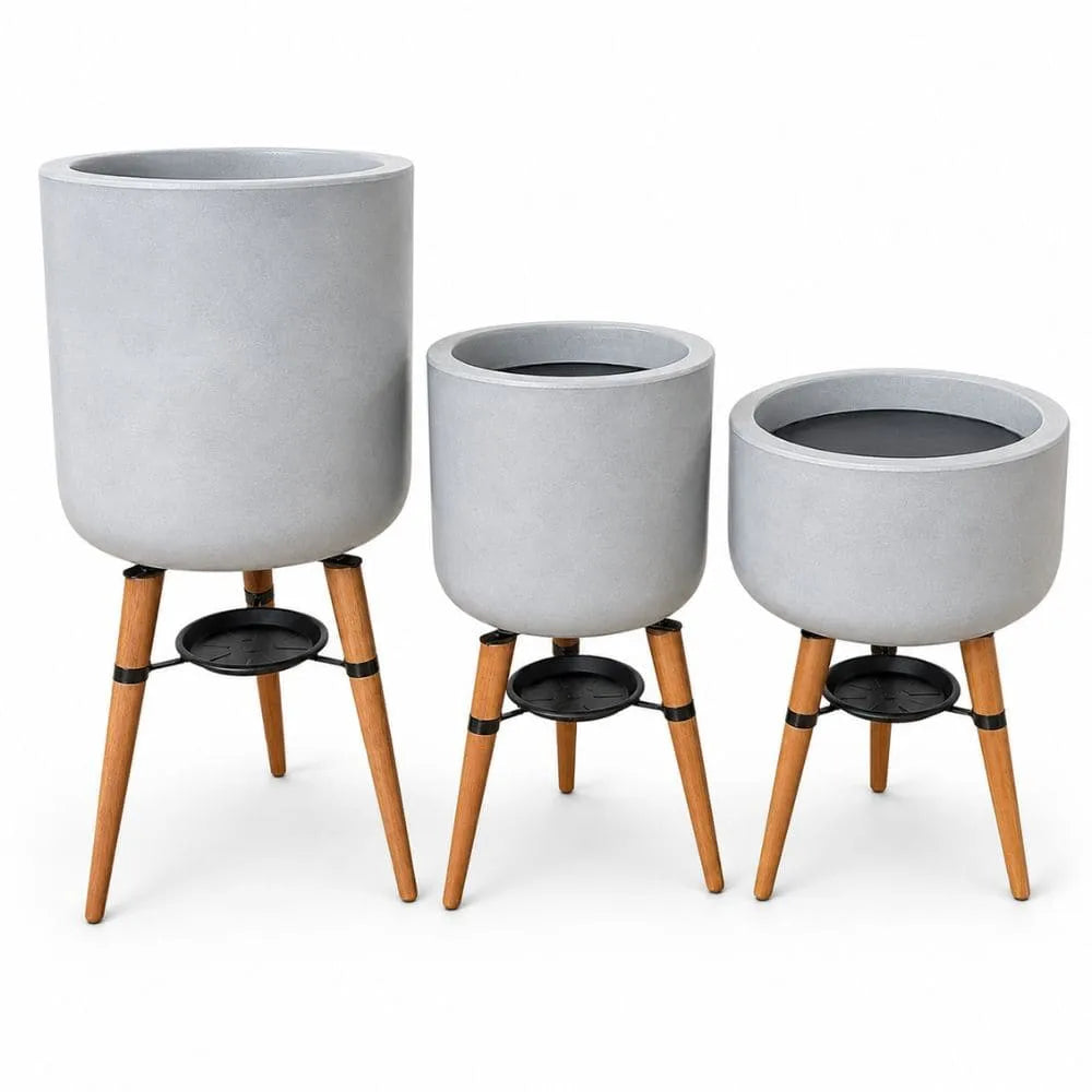 Kit 3 Vasos Linha Doha com Tripé de Madeira