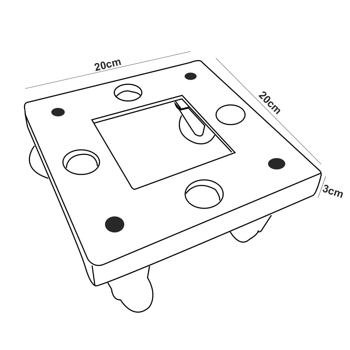 Suporte Quadrado de Alumínio com Rodas de Silicone
