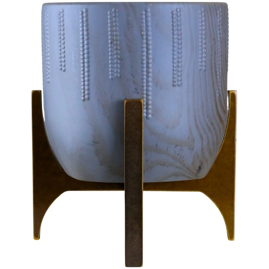 Vaso Cachepot Linha Genebra com Suporte de Madeira Baixo