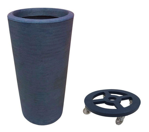 Kit Vaso Damasco Texturizado + Suporte com rodinhas