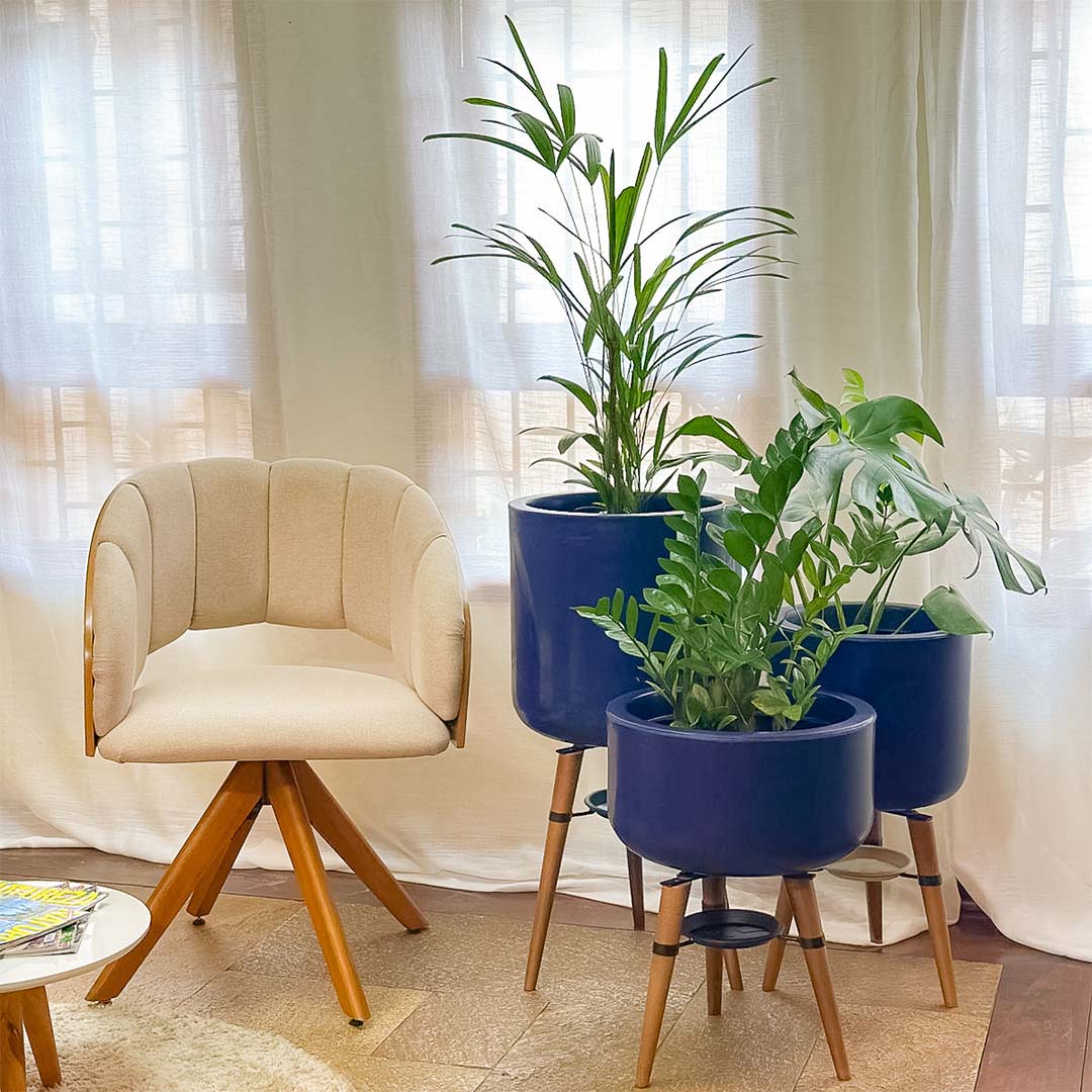 Kit 3 Vasos Linha Doha com Tripé de Madeira