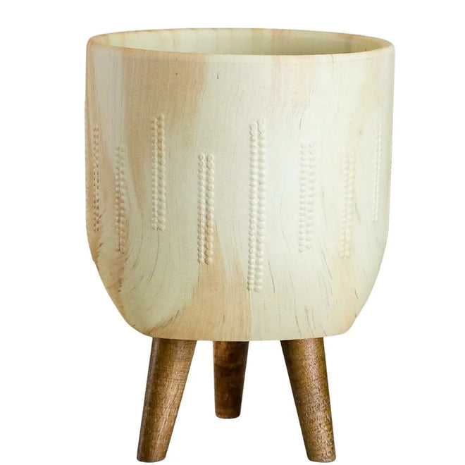 Kit 3 Vasos Genebra em Cerâmica com Tripé de Madeira