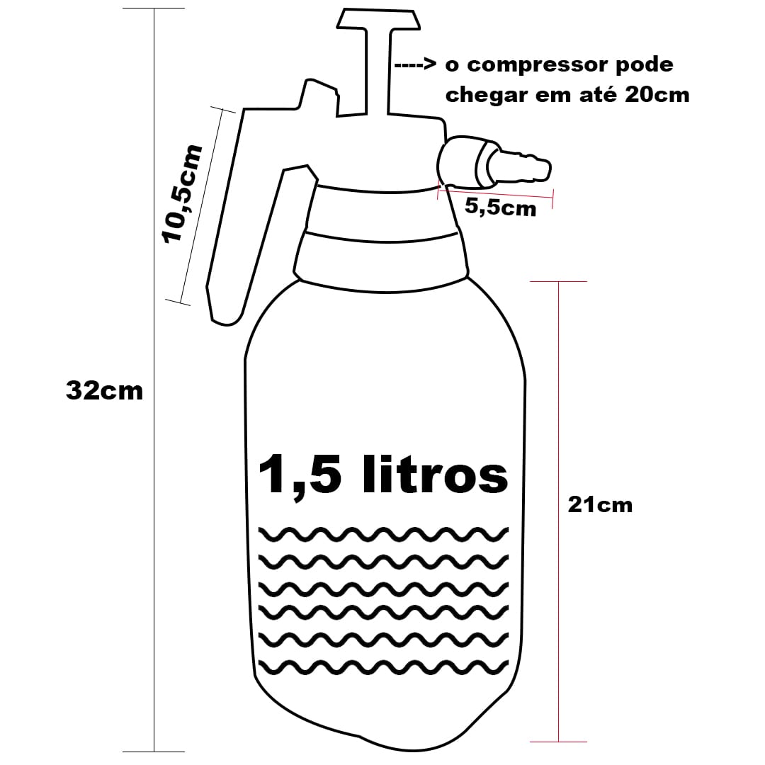 Pulverizador Borrifador Manual de Compressão Prévia 1,5L