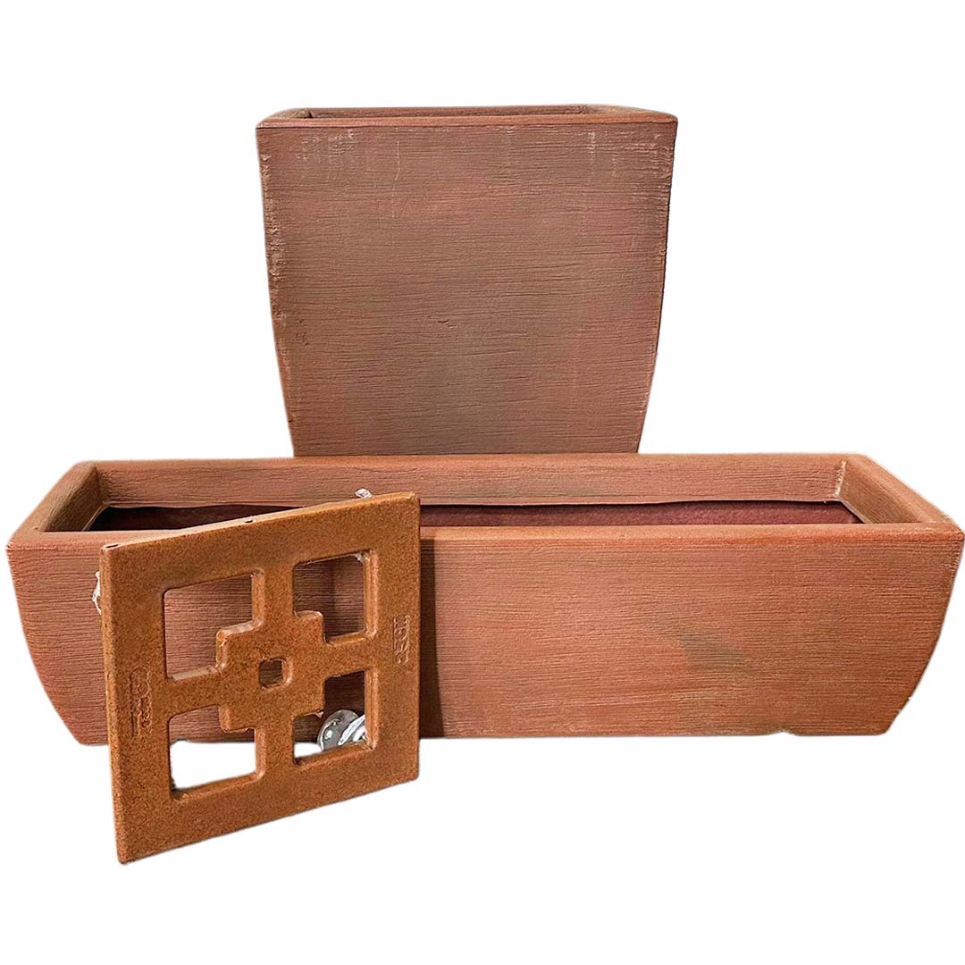 Kit Vaso + Suporte + Jardineira para Decoração Externa