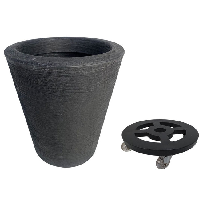 Kit Vaso em Polietileno 38x33cm + Suporte com Rodas