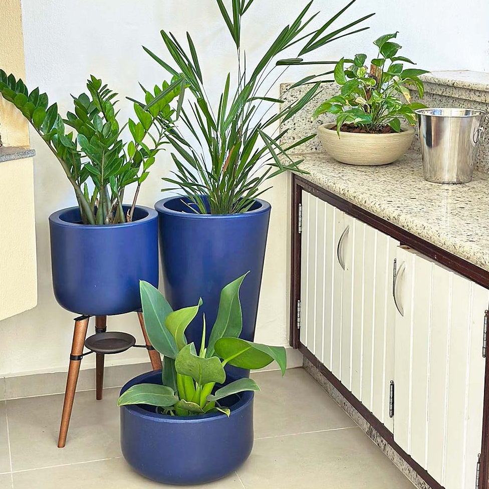 Kit 3 Vasos Cônico + Doha para Decoração Externa