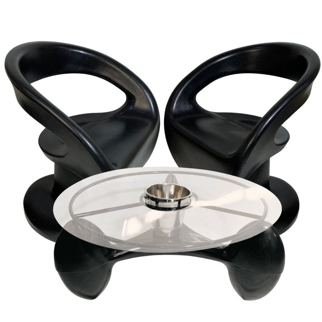 Conjunto Mesa de Centro com Champanheira + 2 Cadeiras Astúrias