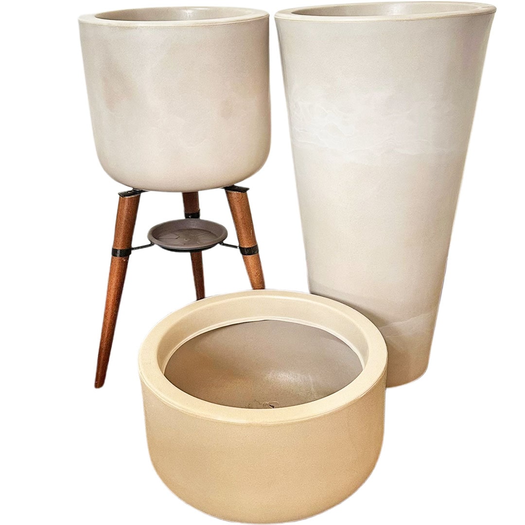 Kit 3 Vasos Cônico + Doha para Decoração Externa