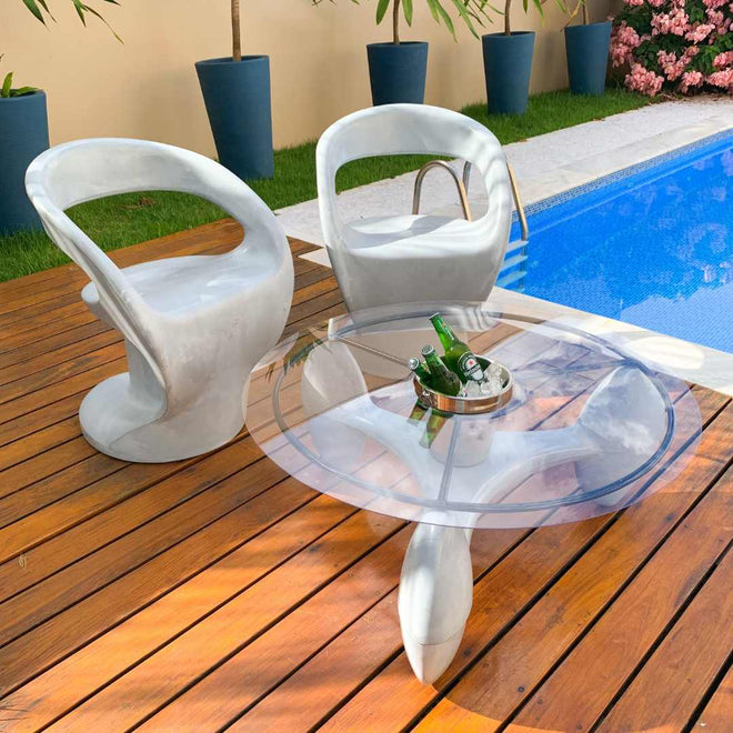 Conjunto Mesa de Centro com Champanheira + 2 Cadeiras Astúrias