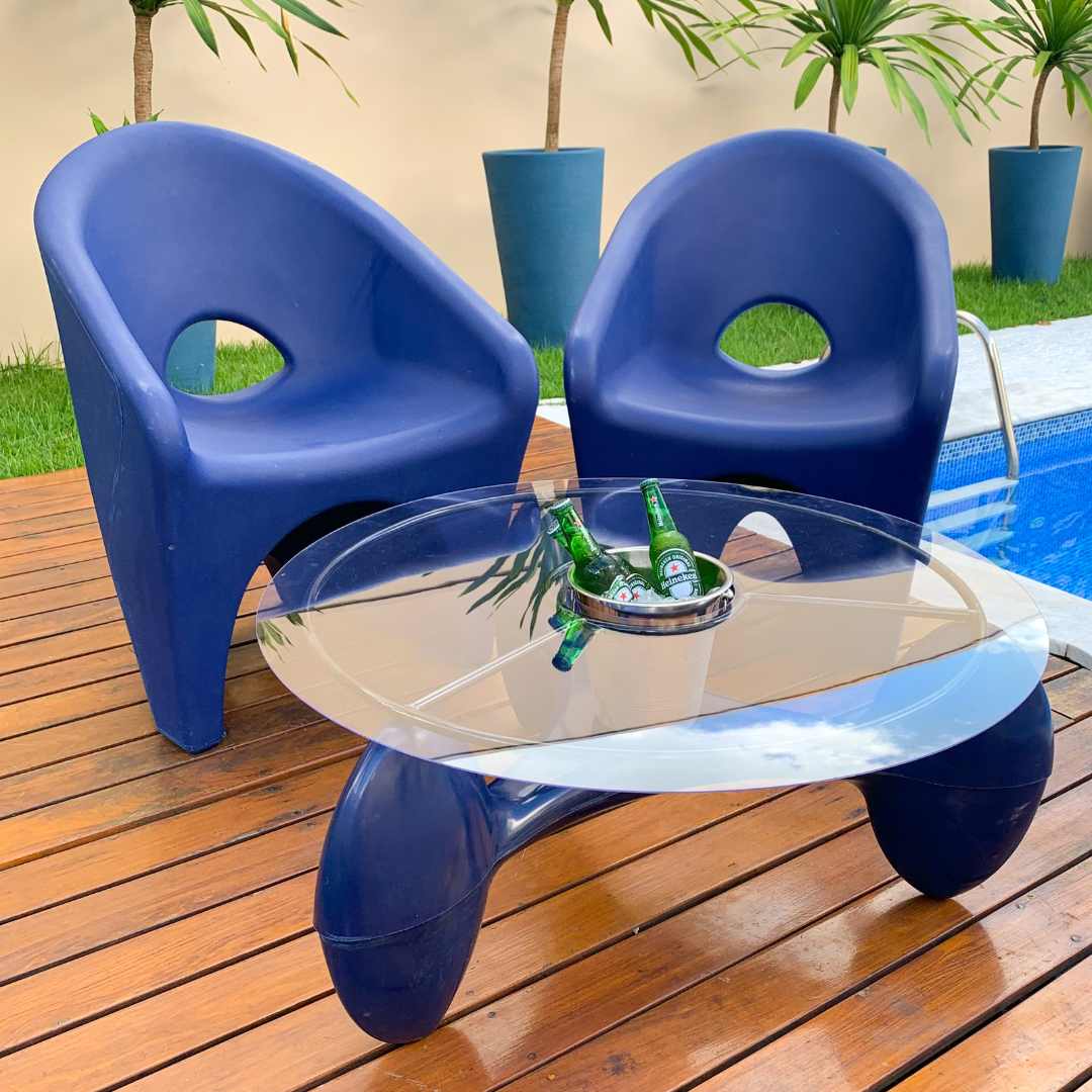 Kit Mesa de Centro com Champanheira + 2 Cadeiras Ipanema