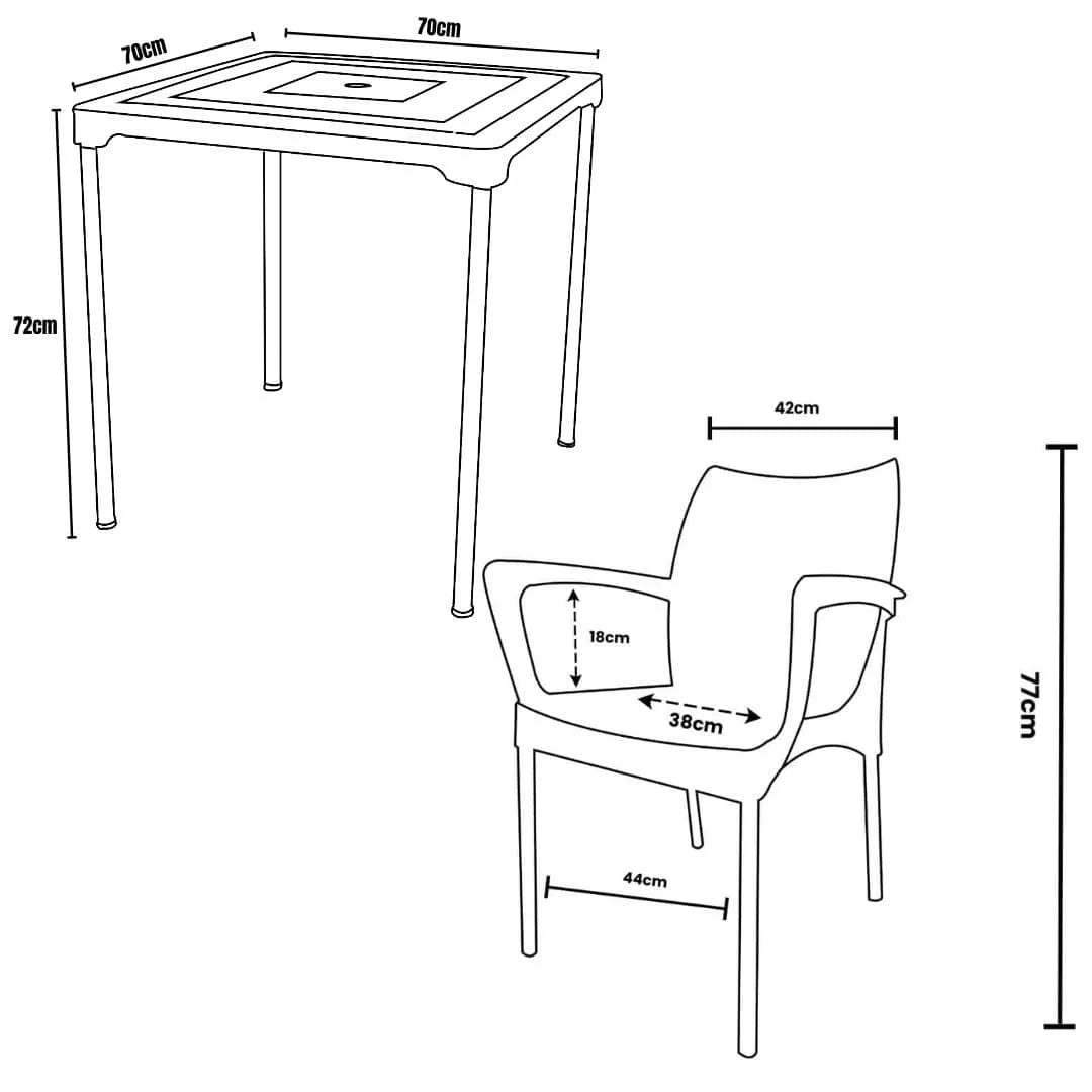Kit Mesa com 2 Cadeiras Poltrona - Sec Line da Injeplastec