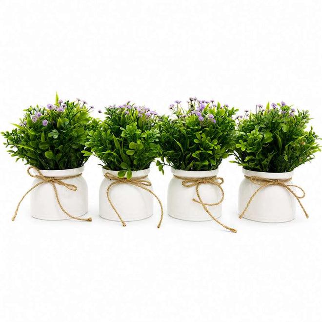 Kit 4 Vasos Decorativos com Flor Artificial