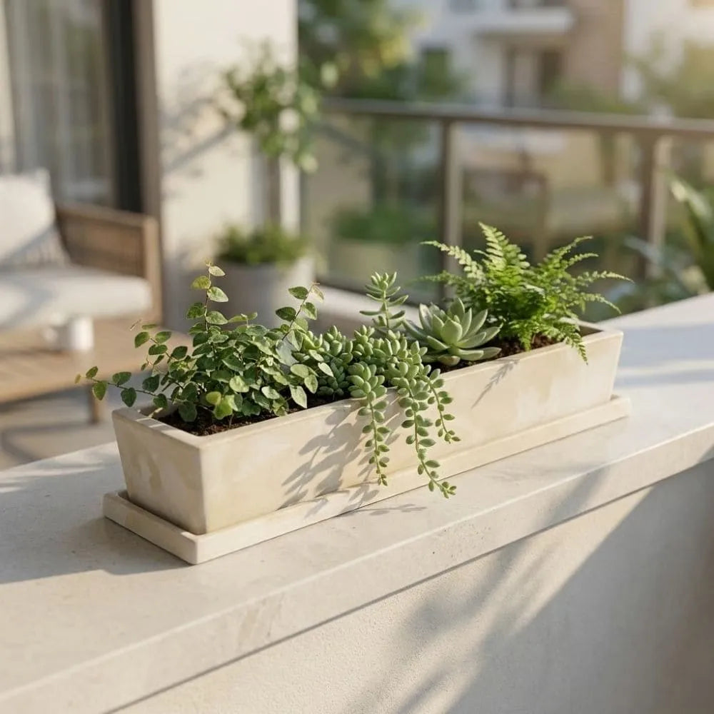 Jardineira com Prato Coletor 80x15cm em Polietileno