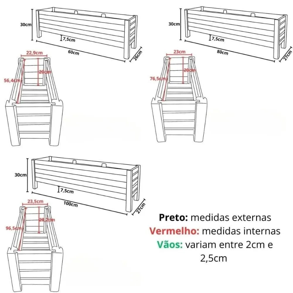 Jardineira de Madeira Ripada - Tamanhos Grandes