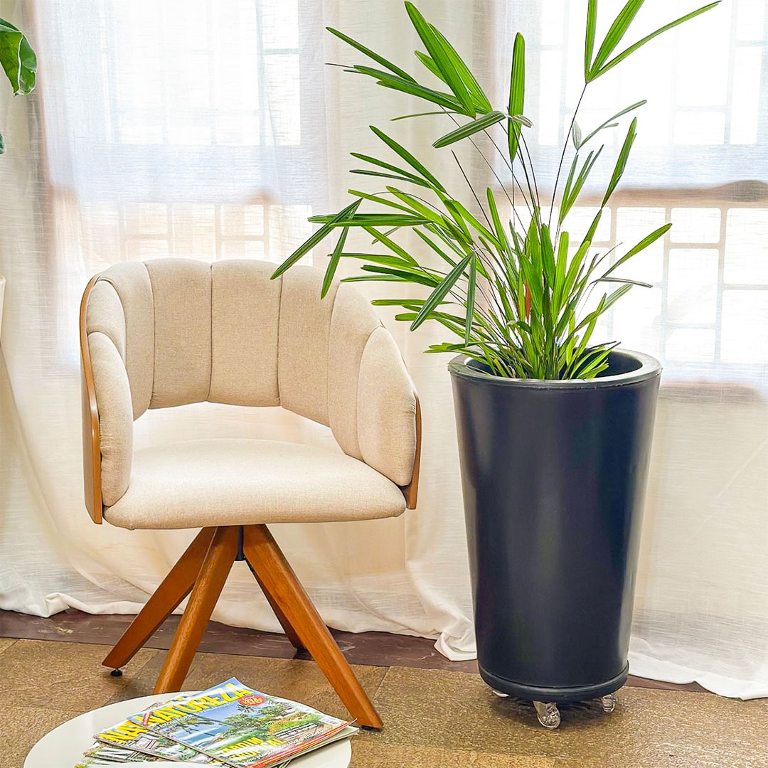 Vaso de Planta e Suporte com Roda Para Decoração Kit 2 Peças