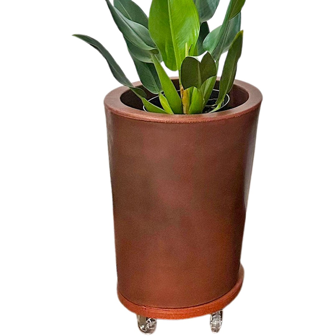 Kit Vaso Damasco Brilhante + Suporte com Rodinhas