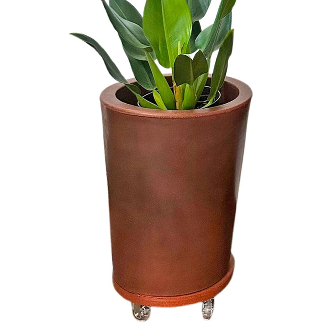 Kit Vaso Damasco Brilhante + Suporte com Rodinhas