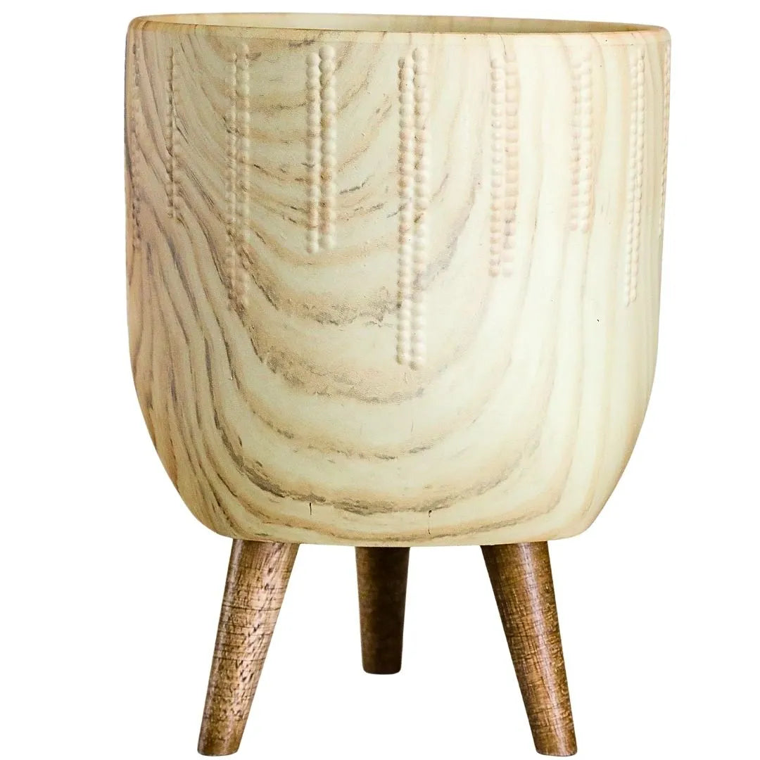 Kit 3 Vasos Genebra em Cerâmica com Tripé de Madeira