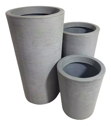 Kit 3 Vasos Linha Damasco Texturizado em Polietileno