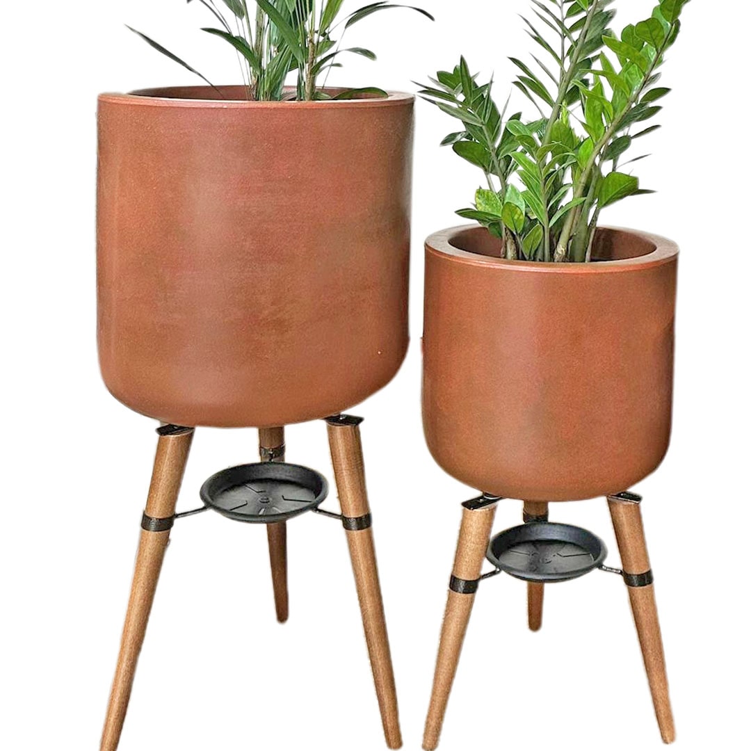 Kit 2 Vasos Linha Doha com Tripé de Madeira