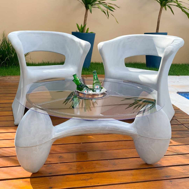 2 Cadeiras e Mesa Decoração Jardim Varanda Kit Copacabana