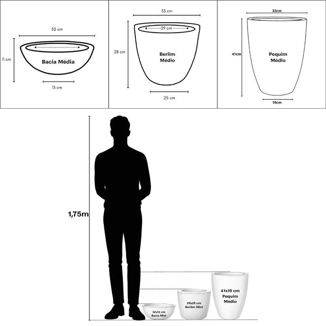 Kit 3 Vasos Texturizados Médios