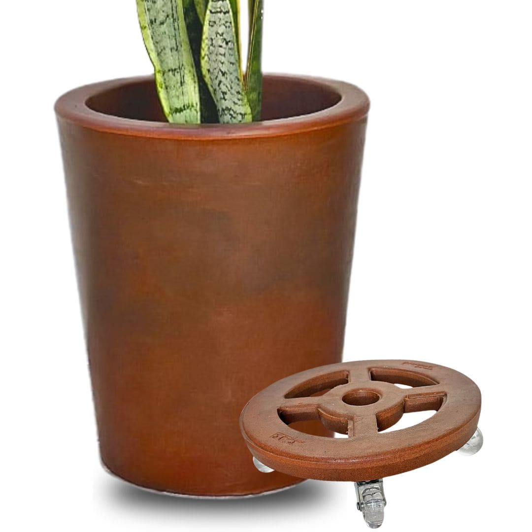 Kit Vaso Damasco Brilhante + Suporte com Rodinhas
