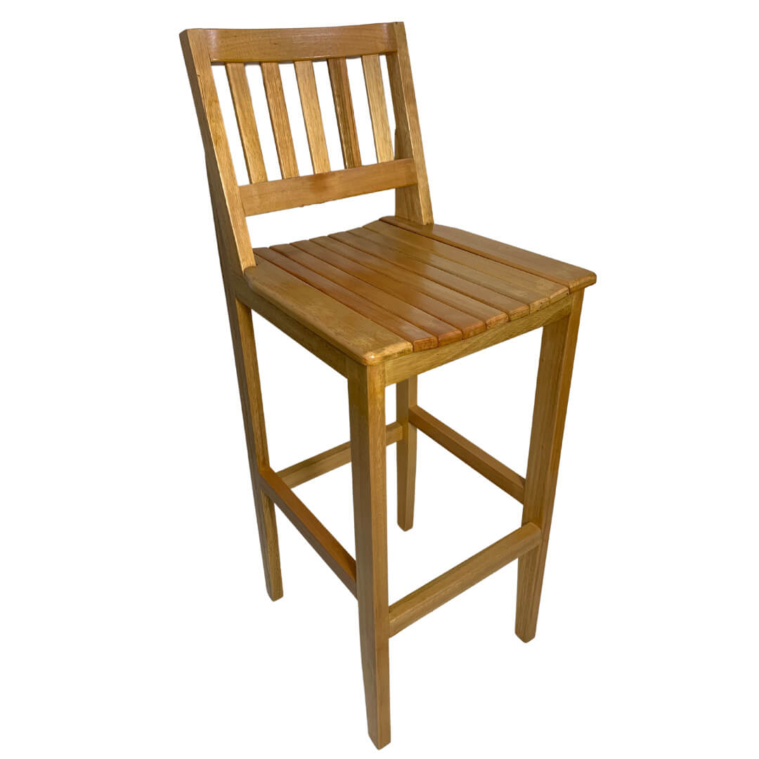 Banqueta de Madeira Maciça com Encosto