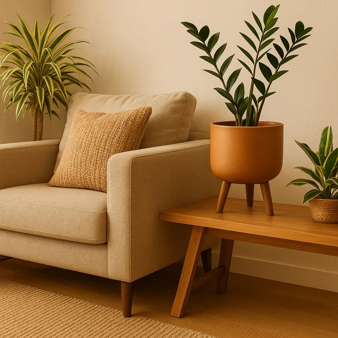 Vaso Doha Médio com Tripé de Madeira