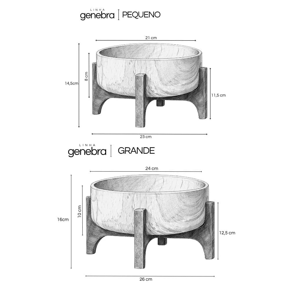 Kit 2 Vasos Bacia Linha Genebra com Suporte de Madeira