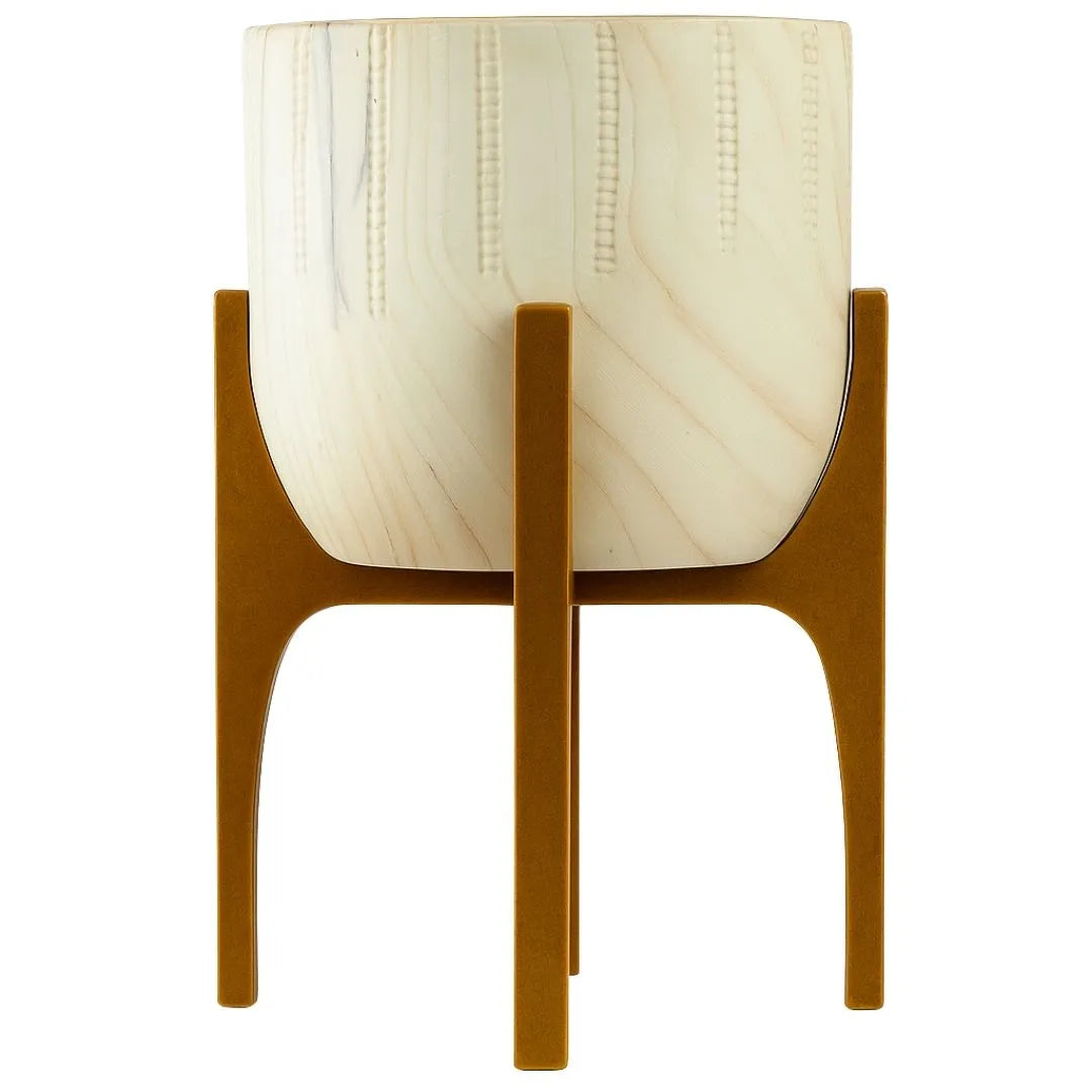 Vaso Cachepot Linha Genebra com Suporte de Madeira Alto