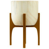 Vaso Cachepot Linha Genebra com Suporte de Madeira Alto