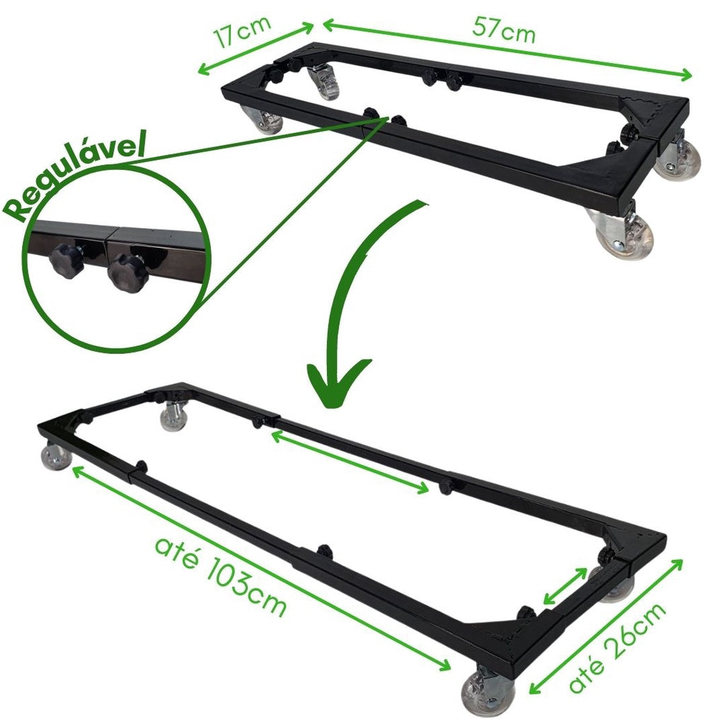 Suporte Ajustável com Rodas de Silicone para Jardineiras