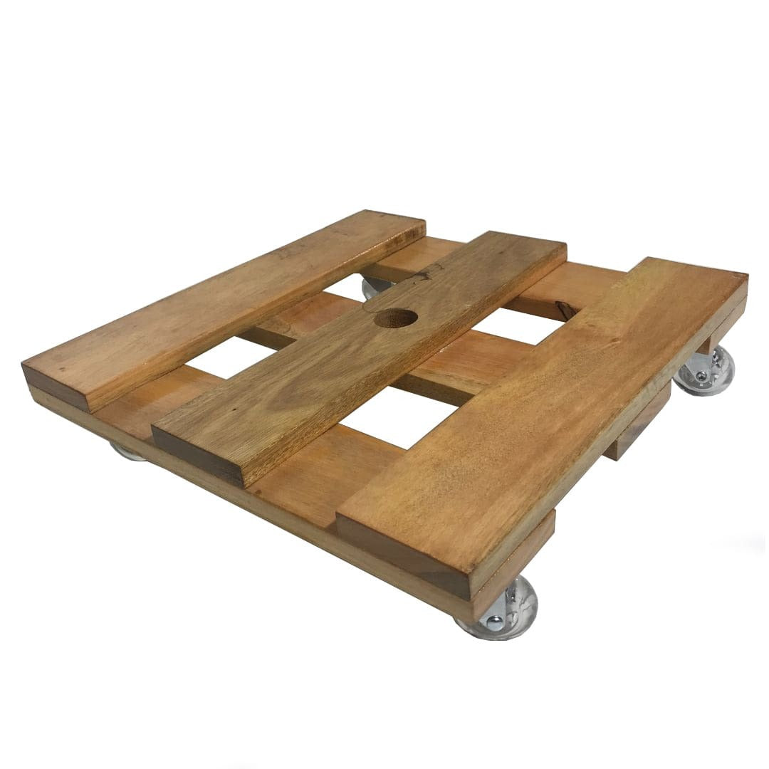 Suporte Quadrado de Madeira com Rodas de Silicone