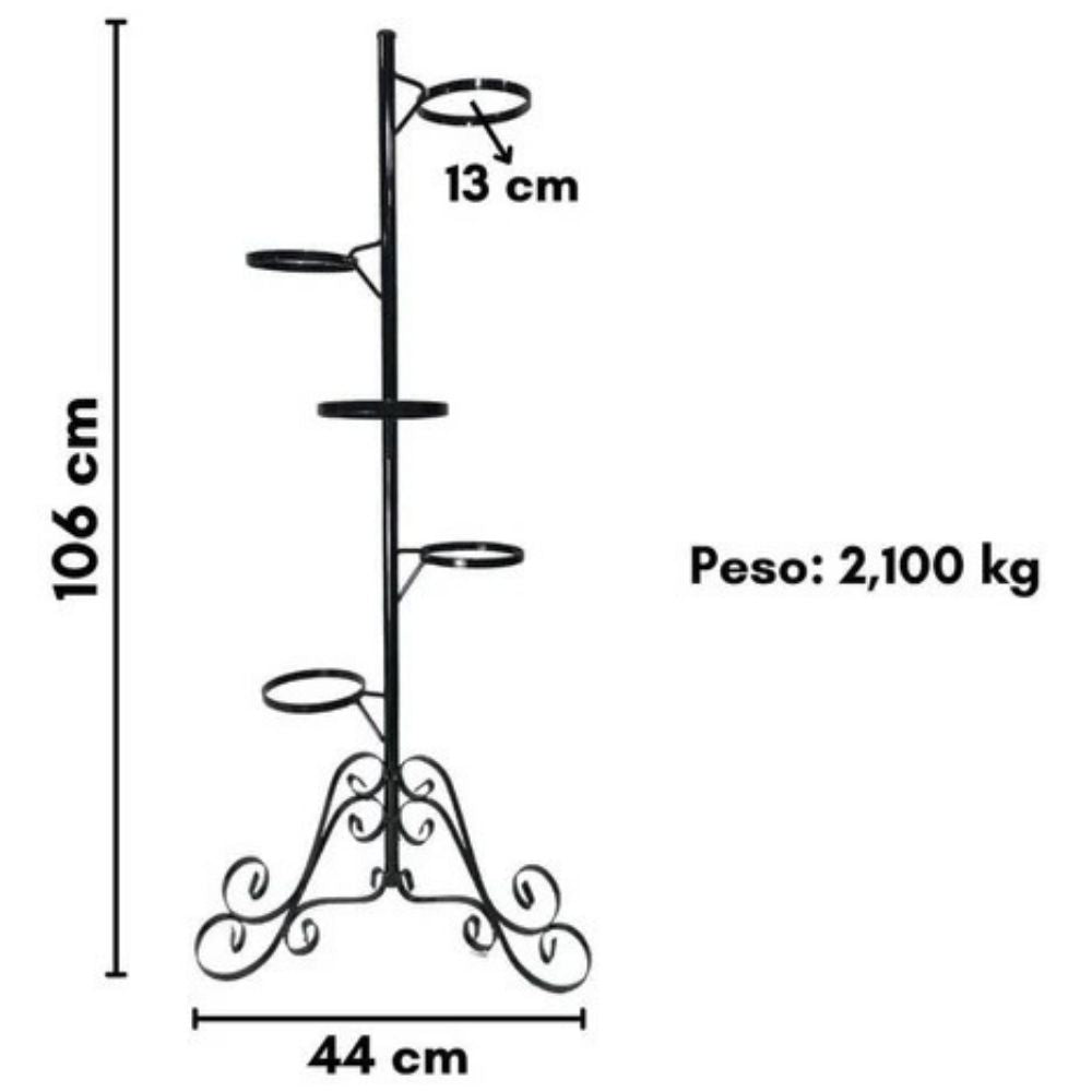 Suporte de Chão em Ferro para 5 Vasos 44x106cm