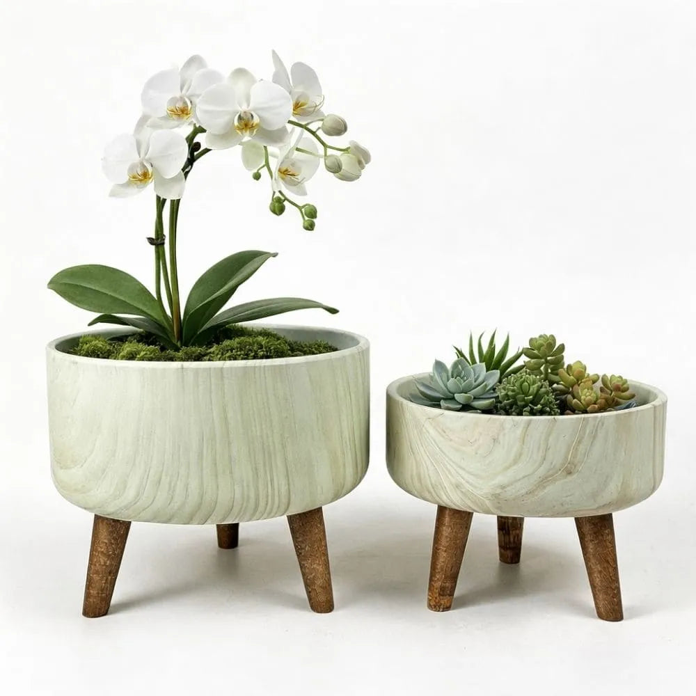 Kit 2 Vasos Bacia Linha Genebra com Tripé de Madeira