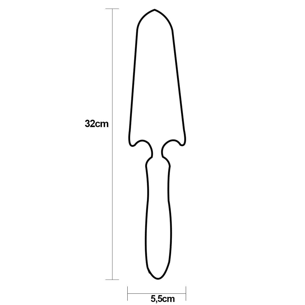 Pá de Jardim Estreita em Aço Inox com Cabo Emborrachado - Preto
