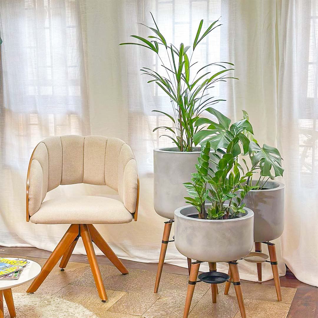 Kit 3 Vasos Linha Doha com Tripé de Madeira