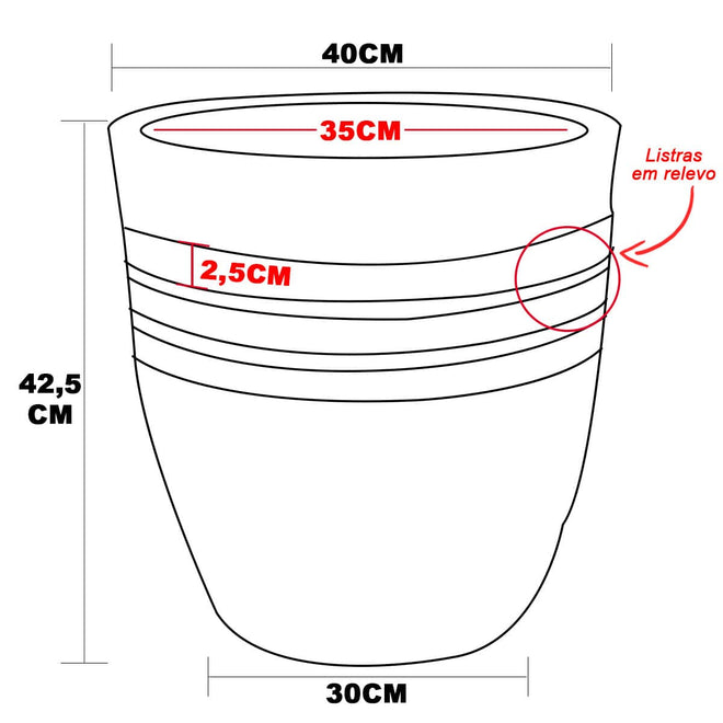 Vaso Mônaco Texturizado em Polietileno
