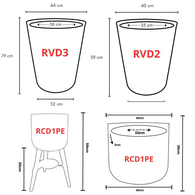 Kit 3 Vasos Linha Damasco em Polietileno