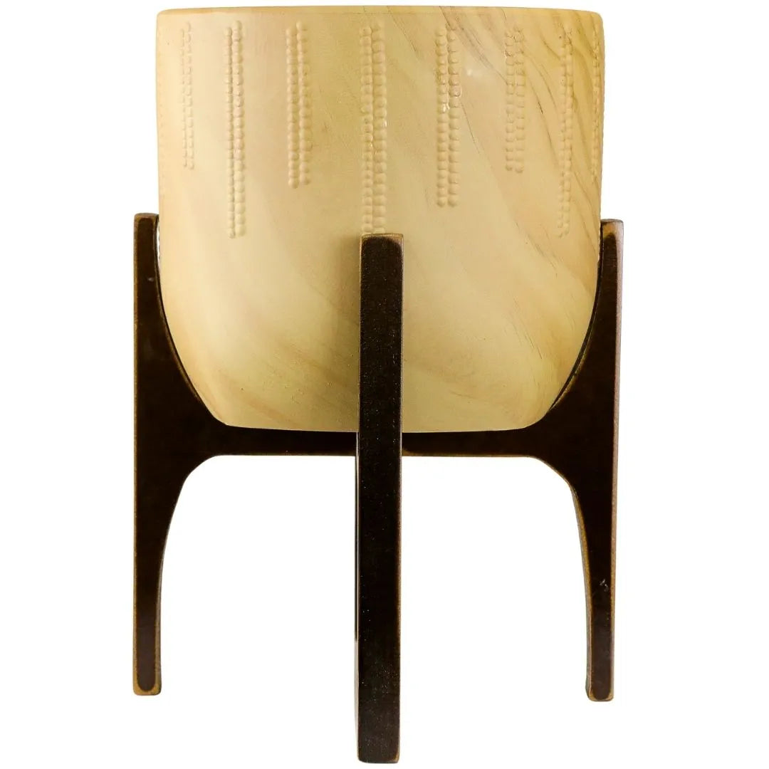 Vaso Cachepot Linha Genebra com Suporte de Madeira Alto