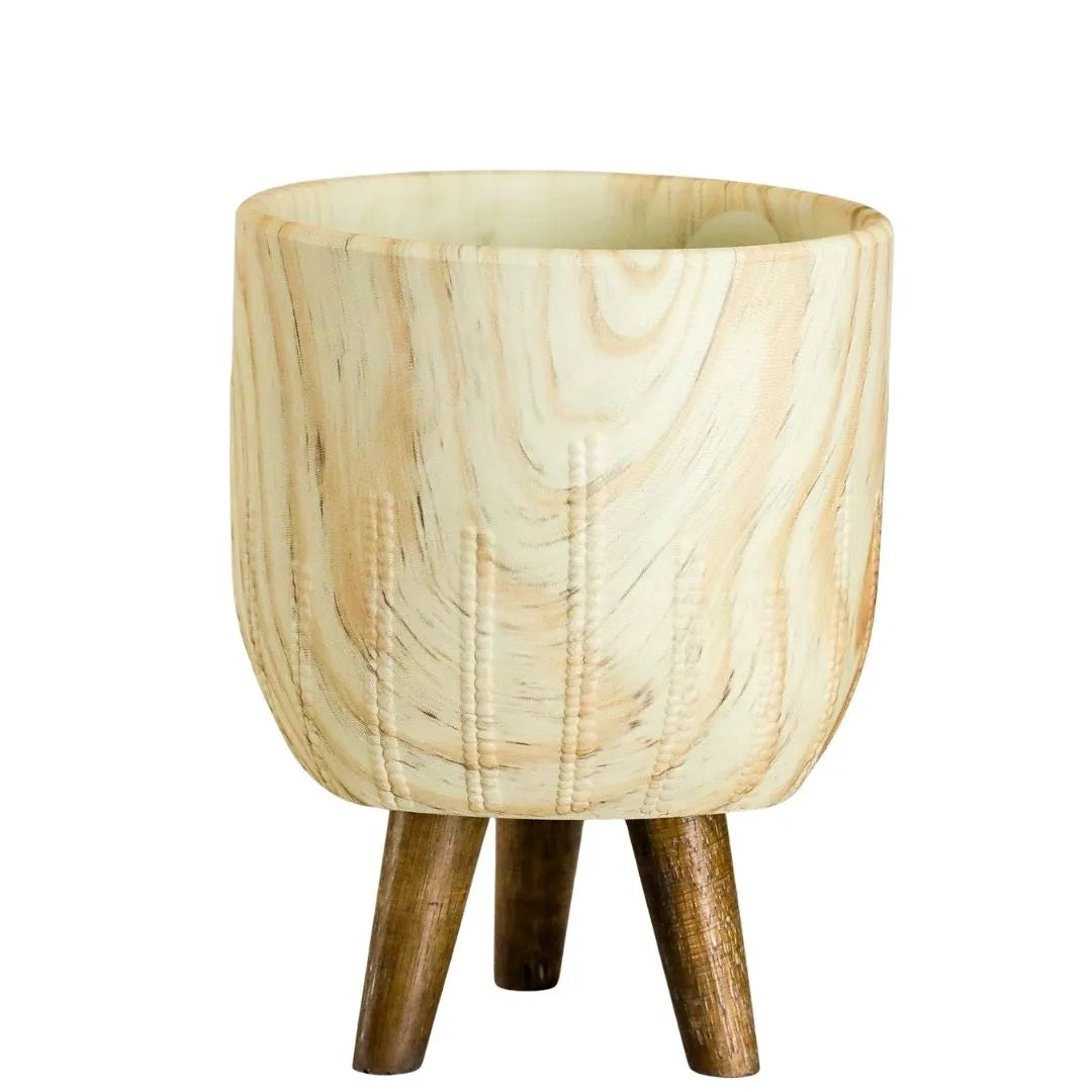 Vaso Cachepot Linha Genebra com Tripé de Madeira