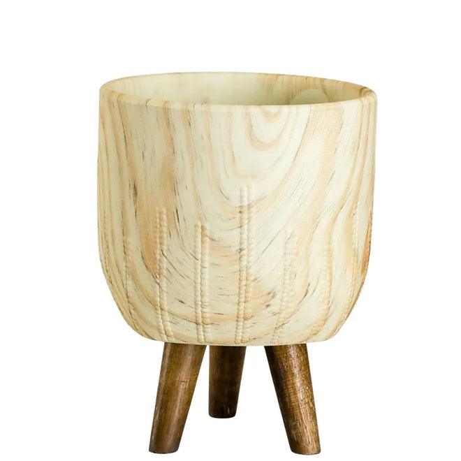 Vaso Cachepot Linha Genebra com Tripé de Madeira